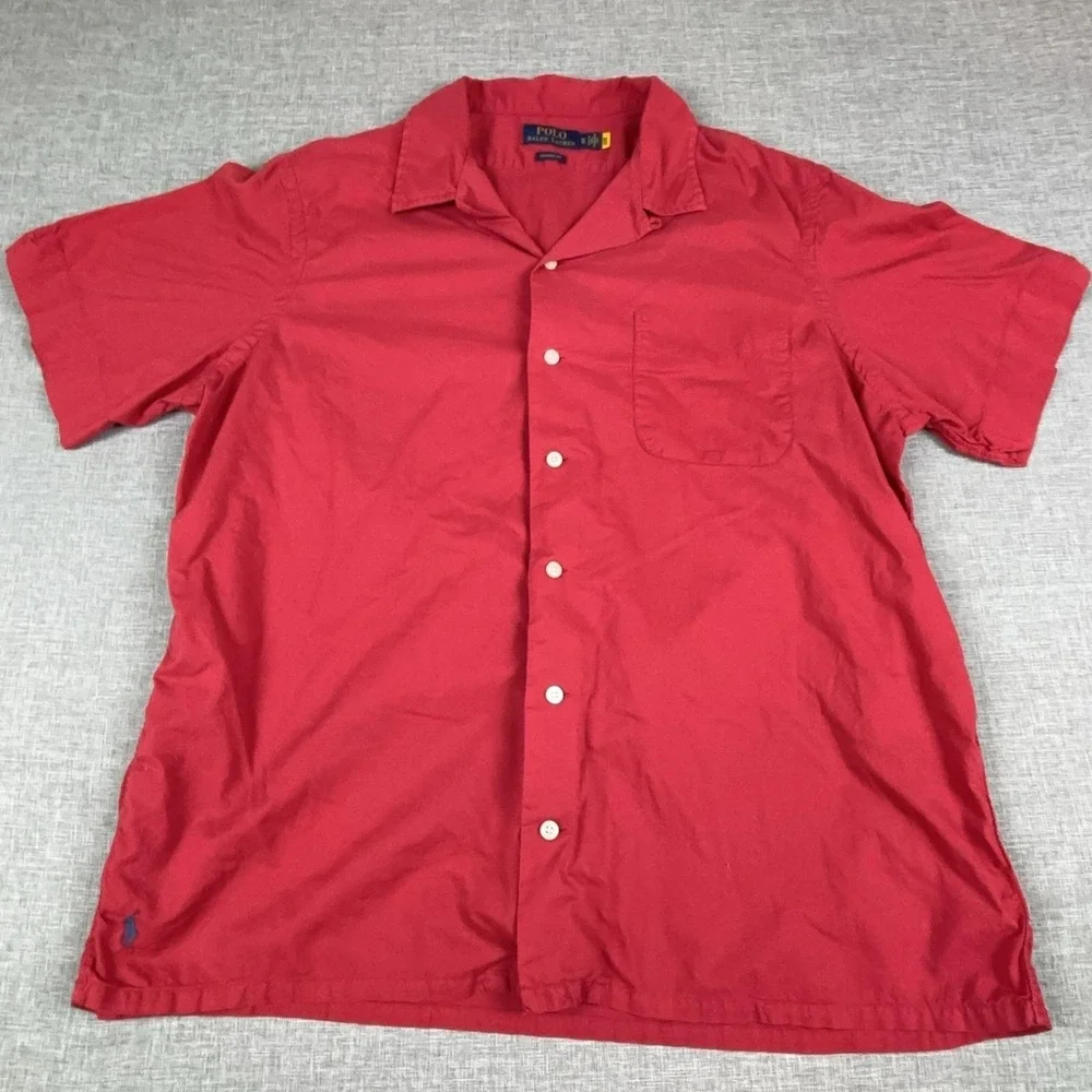 Polo Ralph Lauren Shirt Mens XL Red Short Sleeve Button Up Classic Fit